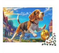 Beagle 1000 pezzi Beagle insegue Palla Puzzle Set Rilassante Antistress Cartone Riciclato Pezzi Decorazione Parete Regalo Amanti Puzzle 70x50cm