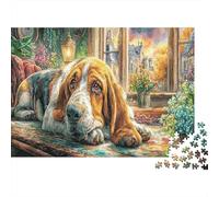 Beagle 1000 Pezzi Di Cartone Alta Qualità Window Beagle Gioco Puzzle Ragazzi Principianti Puzzle Ultra-difficile Regalo Festa Del Papà Regalo Natale Puzzle 52x38cm/1000pcs