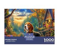 Beagle 1000 pezzi per regali per adulti: Beagle nei boschi autunnali, gioco educativo, sfida e attività rompicapo 38x26 cm/1000 pezzi