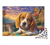 Beagle 1000 Pezzi Puzzle Divertente Decorazione Per La Casa Beagle with Treats by Table Jigsaw Sfide Divertenti Per Regali 52x38cm/1000pcs