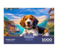 Beagle 1000 pezzi vivace passeggiata nel villaggio puzzle di cartone liscio per coppie puzzle per il tempo libero al chiuso 52x38 cm