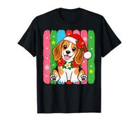 Beagle - Cappello da Babbo Natale Tropicale con Motivo Floreale Maglietta