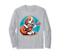 Beagle Che Suona la Chitarra Cartone Maglia a Manica