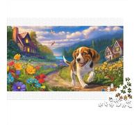 Beagle colorato in un sentiero nel prato, puzzle da 1000 pezzi per adulti, bellissima decorazione per la casa, attività 70x50cm/1000pcs