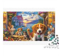 Beagle colorato in un sentiero nel prato, puzzle da 1000 pezzi per adulti, splendidamente illustrato, regalo di compleanno, 52x38 cm/1000 pezzi