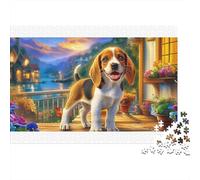 Beagle colorato in un viale fiorito - Puzzle da 1000 pezzi per adulti - La sfida impossibile per lo sviluppo cerebrale - 38x26cm/1000pcs
