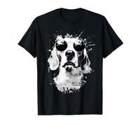 Beagle con Occhiali da Sole Bianco Splash Art Cane Maglietta
