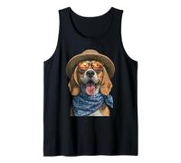 Beagle con Occhiali da Sole e Cappello di Paglia Beachgoer Dog Summer Canotta