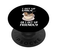 Beagle Dog I Get Up Early Coffee Funny Puppy Dogs Lovers PopSockets PopGrip Adesivo