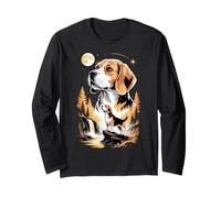 Beagle Guardando la Luna Meme 90s Animal Graphic Maglia a Manica