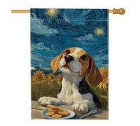 Beagle House - Bandiera artistica fantasiosa con girasole e cielo primaverile, in iuta su entrambi i lati, grande, per esterni, patio, prato, ingresso, campeggio, 71 x 101 cm