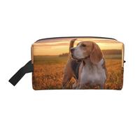 Beagle Lawn Dogs On A Walk Pets Dogs Sunset - Organizer per cosmetici di grande capacità, borsa da viaggio per il trucco da donna