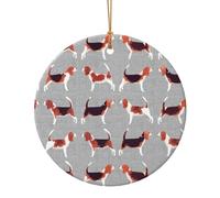 Beagle Modelli Stampa Regali di Natale Colleghi Per Amici Famiglia Circolare Ceramica Ornamenti Appesi di Natale Per La Decorazione Dell'albero
