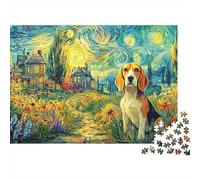 Beagle nella Notte Stellata Robusto Puzzle 1000 Pezzi Adulti Beagle Notte Stellata Girasoli Premium Spesse Alta Qualità Vivaci Stimolanti Antistress Gioco 70x50cm/1000pz