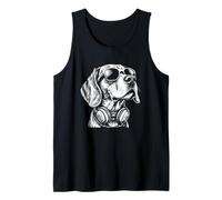 Beagle Occhiali da sole e cuffie musicali, Dog Gangsta Boss Canotta