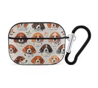 Beagle Patterns, custodia protettiva antiurto per auricolari Airpods Pro, con moschettone, anti-caduta, custodia per auricolari per Airpods Pro di seconda generazione, colore nero
