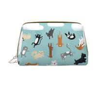 Beagle Patterns Makeup Bag,Sacchetto cosmetico in pelle portatile,Borsa da viaggio organizer impermeabile per articoli da toeletta, Pioggia Gatti & Cani, Taglia unica