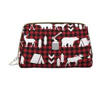 Beagle Patterns Makeup Bag,Sacchetto cosmetico in pelle portatile,Borsa da viaggio organizer impermeabile per articoli da toeletta, Mucca Cervo Albero di Natale, Taglia unica