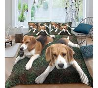 Beagle puppiesSet Di Copripiumino microfibra 3 Pezzi stampa 3D con cerniera Cute pet companions copripiumino con federa traspirante ultra morbido e traspirante for bambini Super king（260x220cm）