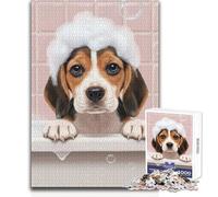 Beagle Puppy Bath Time Puzzle da 1000 pezzi per adolescenti Gioco educativo per la concentrazione mentale Idea regalo speciale commovente Dimensioni 38x26cm