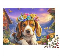 Beagle Puzzle Da 1000 Pezzi in Carta Ecologica with Flowers in Town Per Bambini Principianti, Puzzle Ultra Difficile, Divertimento Dopo Scuola, Puzzle Miglior Valutato Per Giovani Apprendisti 52x38cm/