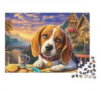 Beagle Puzzle Da 1000 Pezzi in Carta Ecologica with Flowers in Town Per Bambini Principianti, Puzzle Ultra Difficile, Divertimento Dopo Scuola, Puzzle Miglior Valutato Per Giovani Apprendisti 38x26cm/