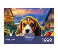 Beagle Puzzle da Assemblare Fai da Te Carta Premium Cane con Coniglio nel Villaggio per Bambini dai 12 Anni in Su Divertente Regalo per Calza di Natale 52x38cm/1000pezzi