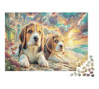 Beagle Rompecabezas 1000 Piezas El Beagle caminando por la calle del pueblo Estético y Desafiante Entretenimiento Creativo Regalo para Familiares/Parejas Adultos y Niños +8 Años 70x50cm
