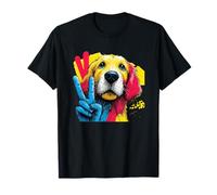 Beagle Segno della Pace retrò Pop Cane Carattere Grafico Gesto Maglietta