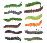 BEAHING 12 pezzi di simulazione bruco giocattolo vermi di plastica da 2, 8 pollici apprendimento educativo per bambini