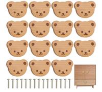 BEAHING 15 pezzi pomelli per cassetti carini in legno per bambini cartone animato a forma di orso manopole per cassettiera con viti per l'arredamento della stanza dell'armadio