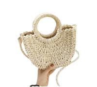 BEAHING Borsa da spiaggia estiva Borsa in tessuto Borse a tracolla con manici rotondi Anelli per donna Beige, estiva