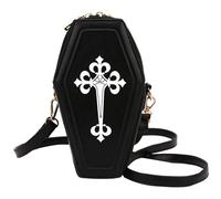 BEAHING Borsa gotica, Coffin pura con cerniera verticale borse goth con sacchetto per pattern trasversali di Halloween per la festa di Halloween, nero