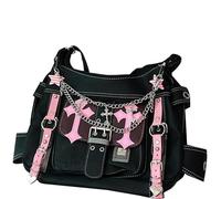 BEAHING Borsa Y2k Borsa gotica in pelle PU a tracolla punk gotica di capacità con tracolla regolabile per donne e ragazze