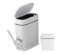 BEAHING Cesta di immondizia, bidone del bagno con portapacere da toilette 14L Slim Cest Can White Wastebage Bashing Can per cucina