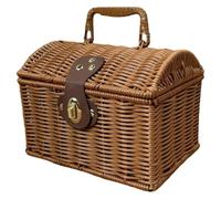 BEAHING Cestino da Picnic in Vimini, Cestino in Vimini 8×6 Pollici con Coperchio e Manico, Valigia Rattan per Matrimonio, Cesto salice per Il Campeggio