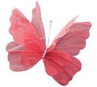 BEAHING Farfalle di seta realistiche 20 pollici farfalle artificiali grandi per farfalle decorative decorative fai -da -te per le decorazioni di farfalle fotografiche, rosse, farfalle per mestieri