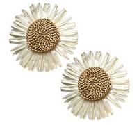 BEAHING Fermagli Fiore per Scarpe 2 Pezzi 3, 15 Pollici Fiore Pastorale Girasole Clip per Scarpe da Donna Minimalista Rimovibile in Rafia per Sandali, Basse, Tacchi Alti