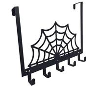 BEAHING Gancio sopra la porta, portasciugamani gotico Halloween, ragnatela, 5 ganci, cappello, cappotto, borsa, chiave