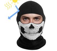 BEAHING Maschera del cranio, maschera fantasma traspirante elastico raccapricciante elastico full testa nero urla