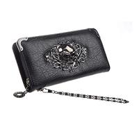 BEAHING Portafoglio frizione per rivetti punk per cranio da donna con più slot di carte, borsa da donna