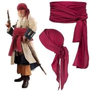 BEAHING Sciarpa della testa pirata, 2 pezzi/set di bandana pirata e cintura, tela di costume di Halloween Donne e uomini per il Carnevale di Halloween per adulti