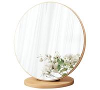 Beahing - Specchio rotondo per il trucco, 30 cm, regolabile a 90°, con base in legno, perfetto per toeletta, casa, dormitorio e camera da letto, con riflessi ad alta definizione