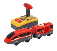 BEAHING Treno telecomandato Treno Elettrico Giocattolo per Auto motorizzato per Binario in Legno Funzionamento Semplice Set Elettrico con Luce e Musica