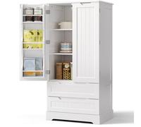 Bealife Armadio da Cucina Credenza, Armadietto Alto Mobile di Storage con 2 Porte e 2 Cassetti, Ideale per Cucina,Stanza da Pranzo, Soggiorno,120x40x60cm Bianco