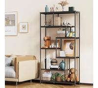 Bealife Libreria Verticale a 7 Ripiani Legno, Libreria 7 Livelli Scaffale Portaoggetti Stile Moderno per Soggiorno, Camera da Letto, Studio e Ufficio(Nero)