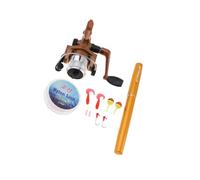 BEALIFE Mini canna da pesca telescopica con mulinello, kit di canne da pesca leggere, penna portatile, set di dimensioni per ghiaccio, penna tascabile portatile per pesci, Oro