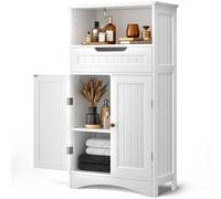 Bealife Mobile da Bagno,Mobiletto da Bagno con 2 Ante e Ripiani Regolabili, Armadietto da Salvaspazio con Cassetto Spazioso, Camera da Letto o Soggiorno, 108x60x30 cm (Bianco)