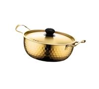 BEALIFE Pentola per noodles coreana per ramen, pentola a riscaldamento rapido, indispensabile in ogni cucina, zuppe di ramen e altre prelibatezze, per, Oro, 22 cm