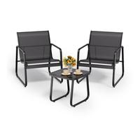 Bealife Set da 3 Poltrone da Giardino in Metallo e Textilene Salottino Esterno